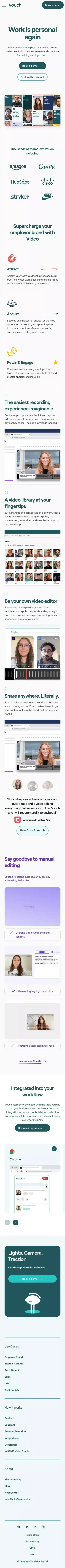 Work is personal again | Vouch mobile view