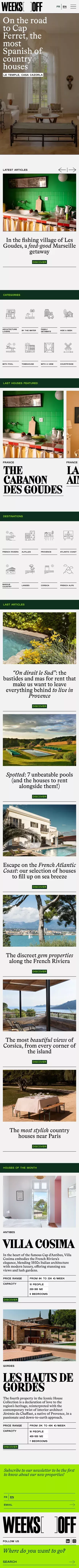 Weeks Off - The guide featuring the best houses to rent in the world mobile view