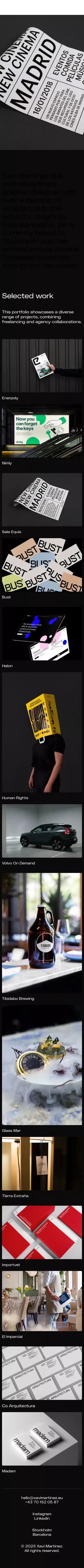 Xavi Martinez – Graphic Designer – hello@xavimartinez.eu mobile view
