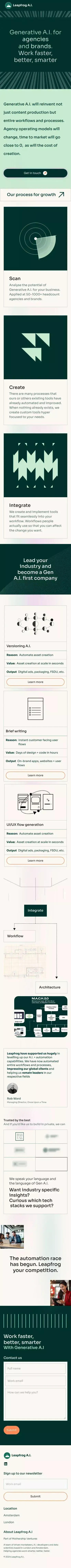 Generative A.I. for Brands and Agencies | Leapfrog.ai mobile view