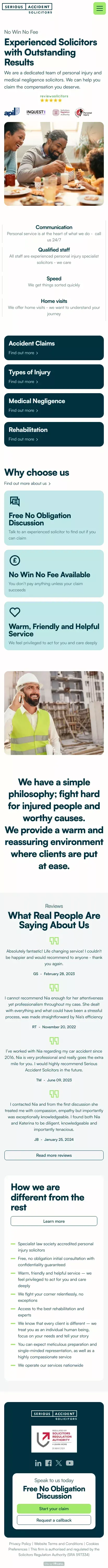 Start Your Injury Claim Today | Serious Accident Solicitors mobile view
