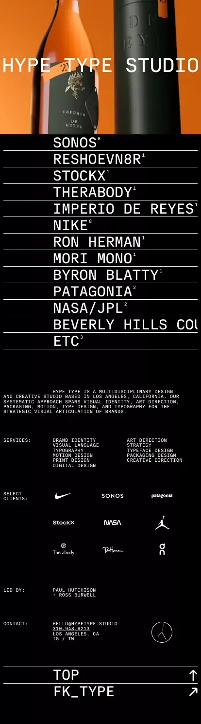 Hype Type Studio — Los Angeles Branding & Design Studio mobile view