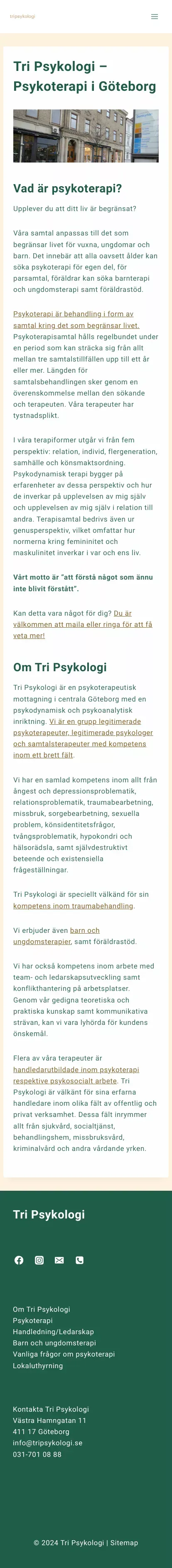 Psykoterapi I Centrala Göteborg - Tri Psykologi mobile view
