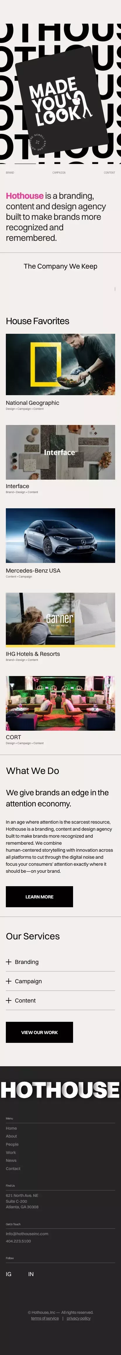 Hothouse ― A branding, content and design agency mobile view
