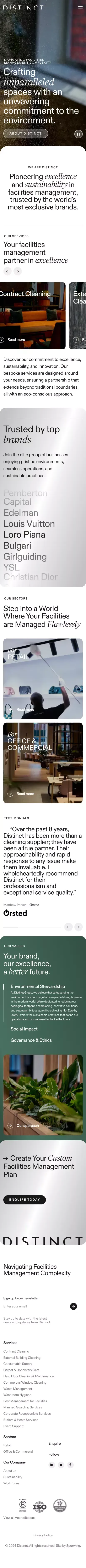 Facilities Management for Luxury Brands — Distinct Group mobile view