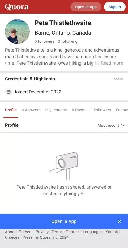 Pete Thistlethwaite - Quora mobile view