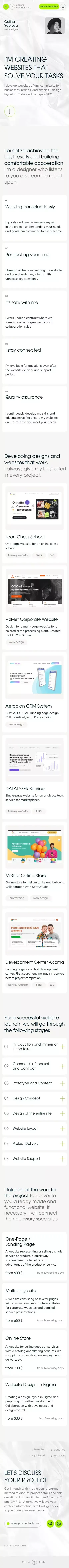 Galina Yabrova | web designer mobile view