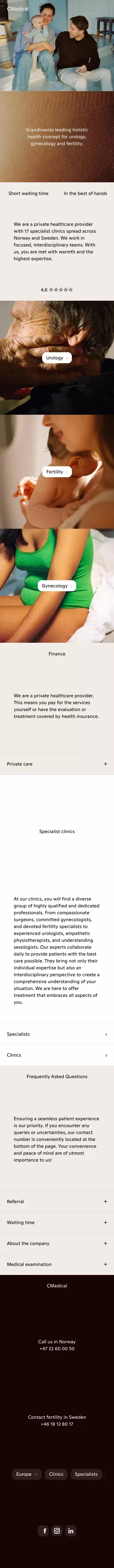 CMedical | Scandinavias leading holistic health concept for urology, gynecology and fertility. mobile view