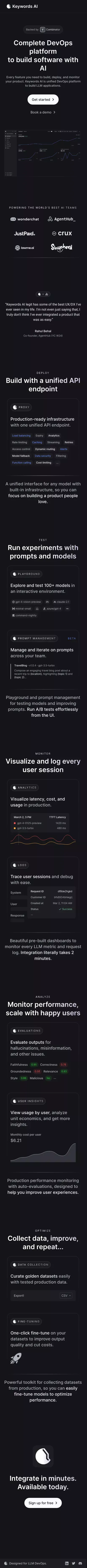 Keywords AI |  Unified DevOps platform to build AI applications mobile view