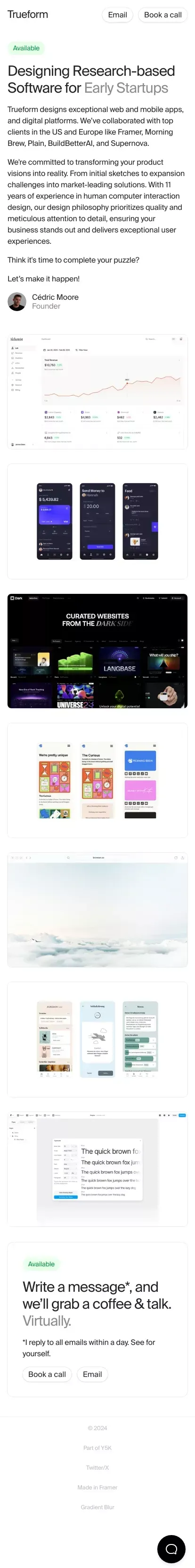 Trueform – Interface Design Studio mobile view