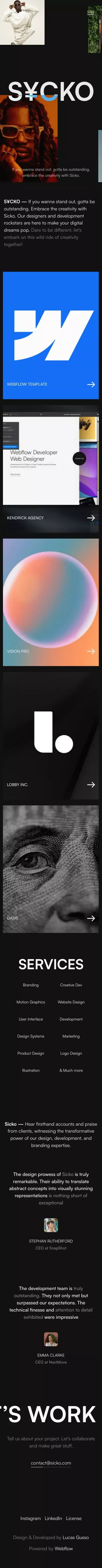 Sicko - Webflow Ecommerce website template mobile view