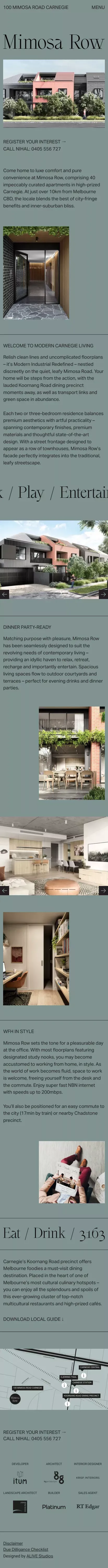 Mimosa Row | 40 Curated Apartments Carnegie, Melbourne. mobile view