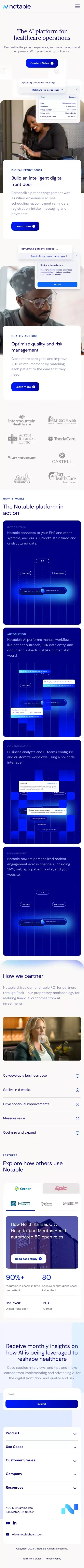 Notable | The AI Platform for Healthcare Operations mobile view