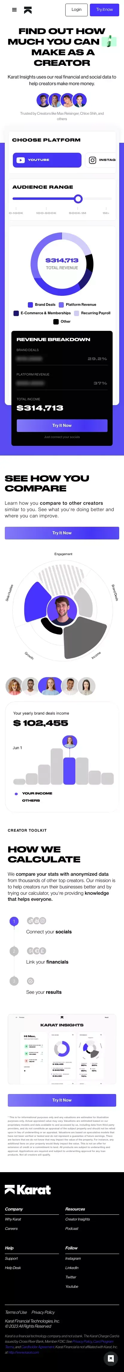 Karat Creator Insights mobile view