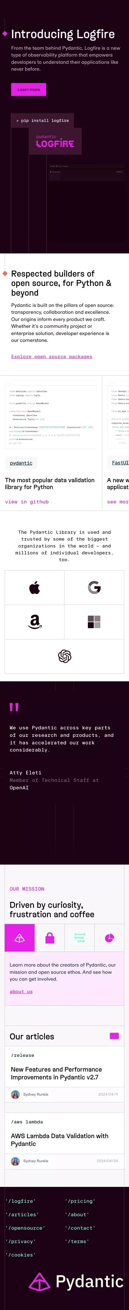 Pydantic mobile view