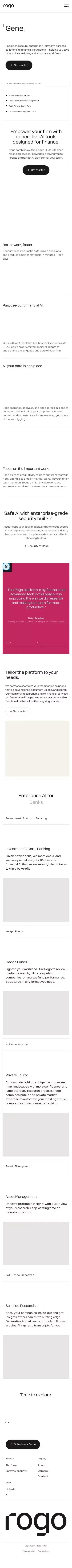 Rogo | Generative AI for financial services mobile view