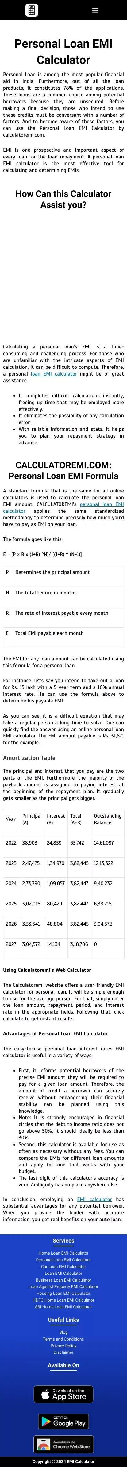 Personal Loan EMI Calculator - Calculate Interest Rate Quickly mobile view