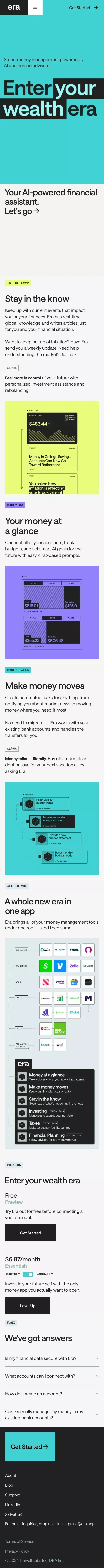 AI to make more of your money | Era mobile view