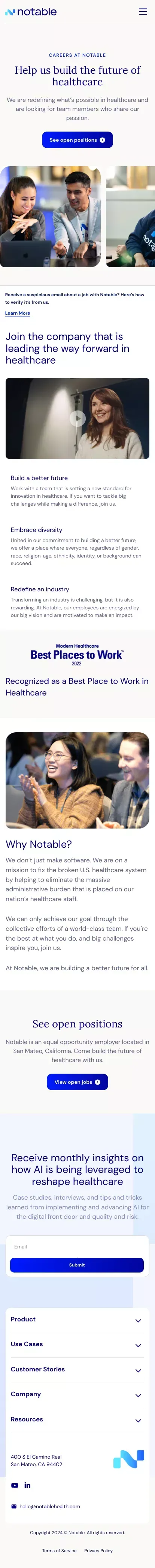 Notable | Careers mobile view