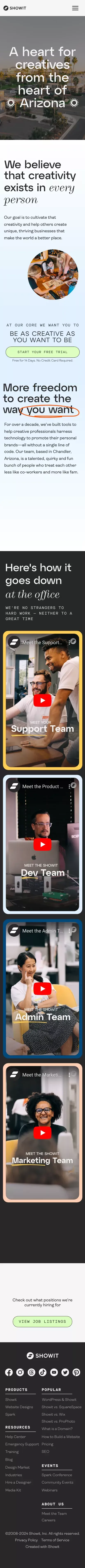 About - Showit mobile view