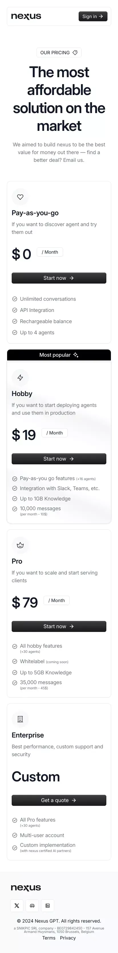 NexusGPT mobile view