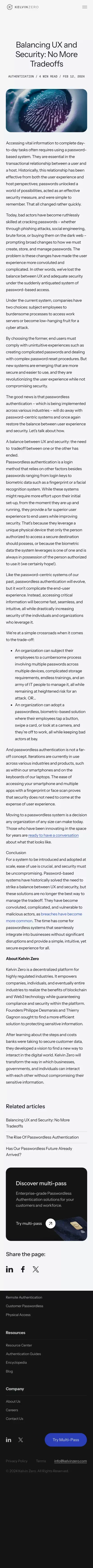 Balancing UX and Security: No More Tradeoffs - Kelvin Zero mobile view