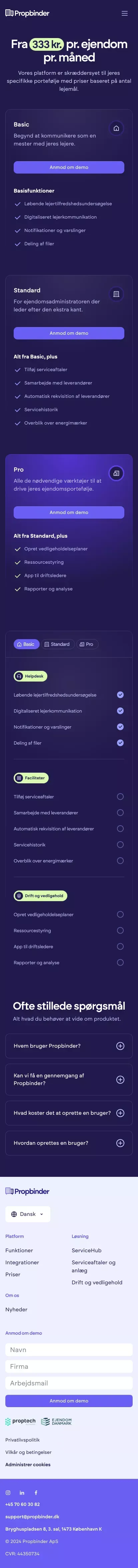 Priser - Propbinder mobile view