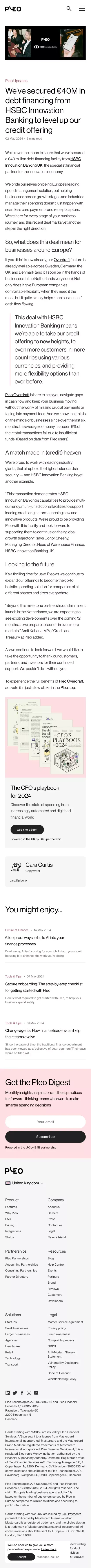 We’ve secured €40M in debt financing from HSBC Innovation Banking to level up our credit offering - Pleo Blog mobile view