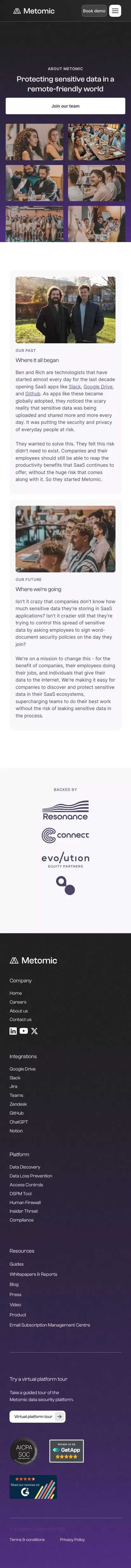 Learn more about the team behind Metomic mobile view