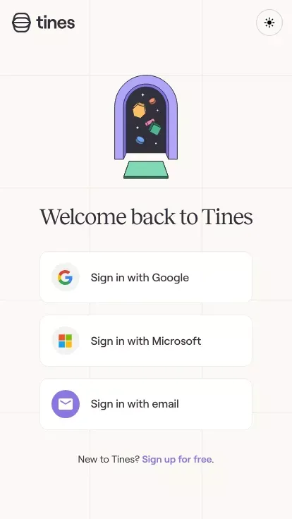 Sign in | Tines mobile view