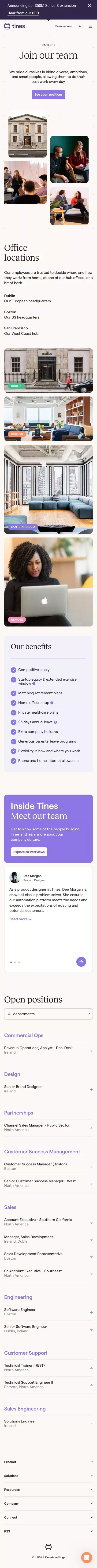 Careers | Tines mobile view