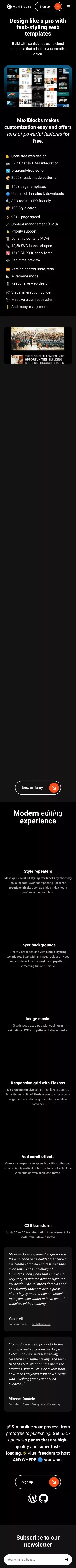 🎈 MaxiBlocks🎈 Build Like a Master: Huge WordPress Library mobile view