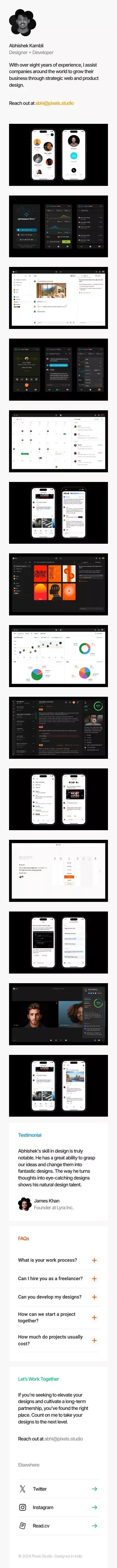 Portfolio of Abhishek Kambli mobile view