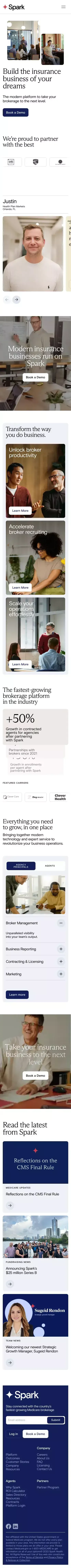 Spark Advisors mobile view