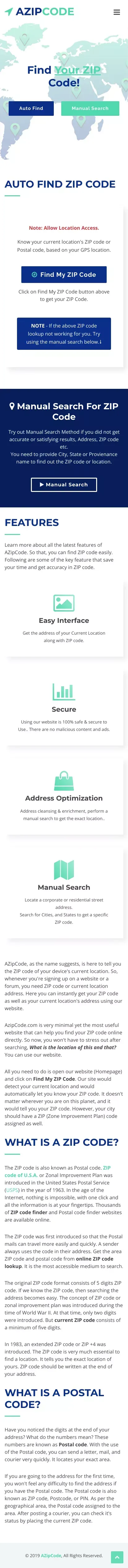 AZipCode - Free ZIP Code Lookup and Address Finder mobile view