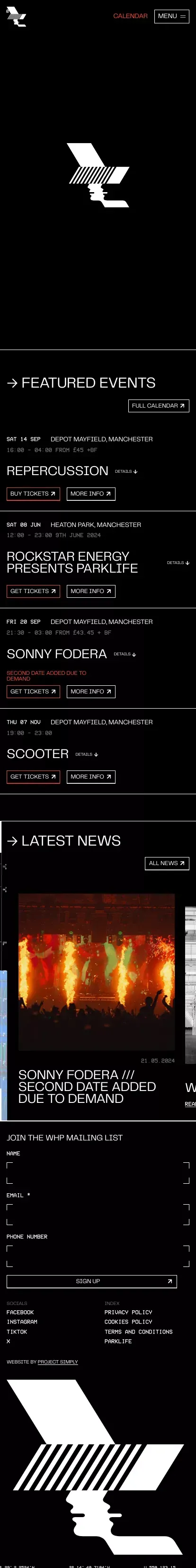 Home - The Warehouse Project mobile view