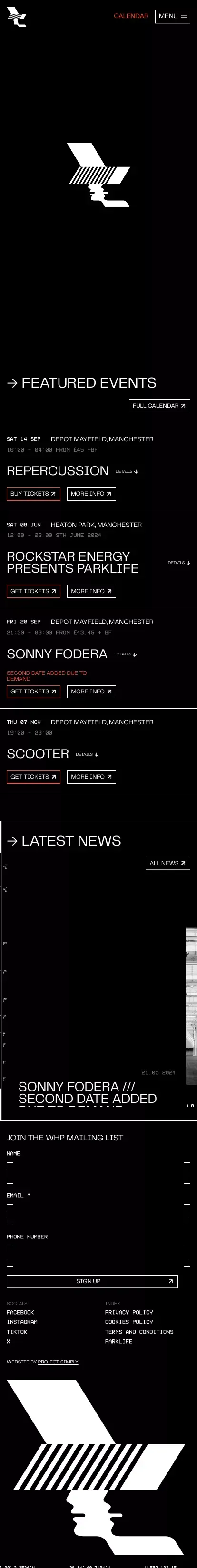 Home - The Warehouse Project mobile view