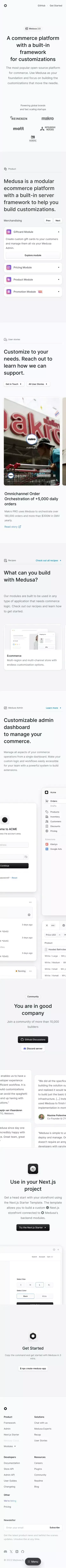 Medusa - Building blocks for digital commerce mobile view