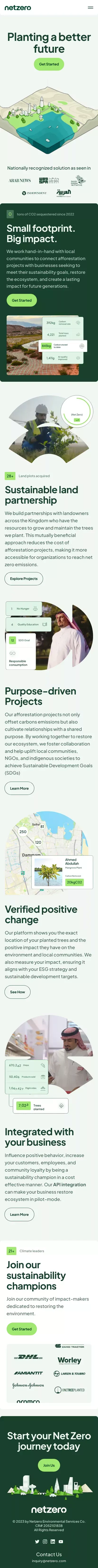 Netzero | Sustainable Afforestation Solution mobile view