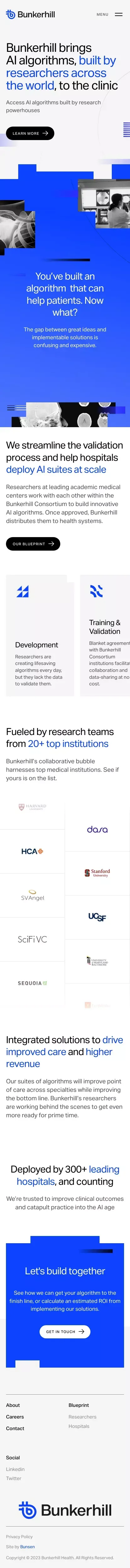 Bunkerhill Health | Advancing AI Healthcare from Concept to Clinic mobile view