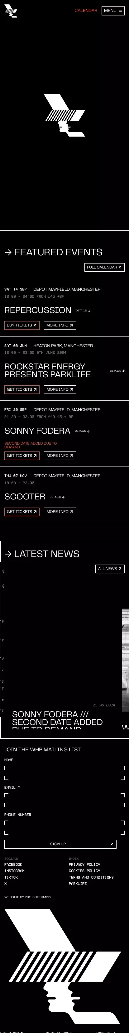 Home - The Warehouse Project mobile view