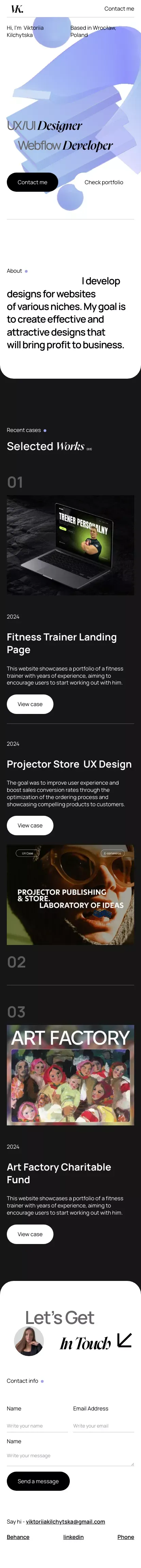 Viktoriia's Site Portfolio mobile view