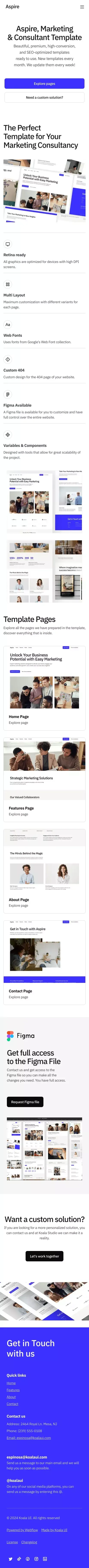 Aspire Template Presentation - Webflow HTML website template mobile view