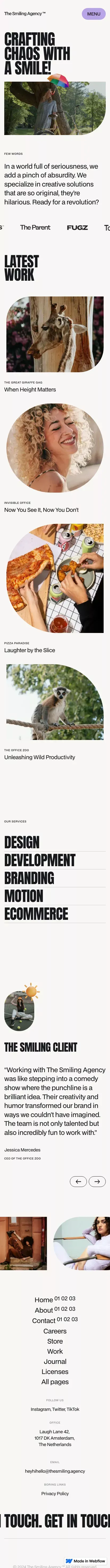 The Smiling Studio - Webflow Ecommerce website template mobile view