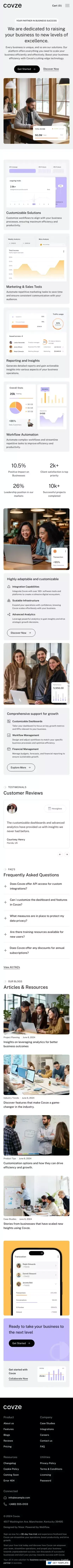 Covze - Webflow Ecommerce website template mobile view