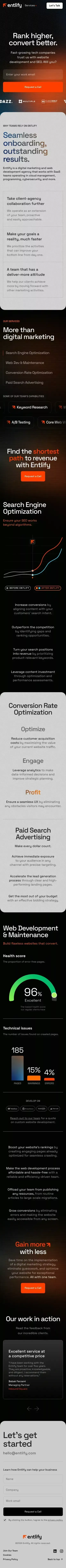 Entlify - Digital Marketing & Web Dev mobile view