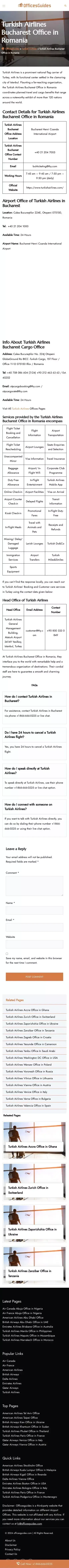 Turkish Airlines Bucharest Office in Romania +1-866-666-0225 mobile view