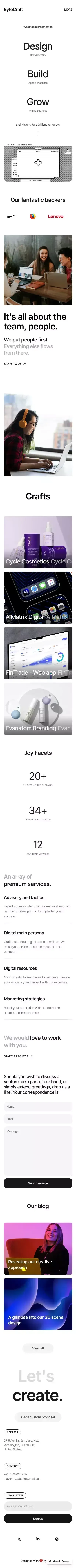 Bytecraft - Digital Agency Website mobile view