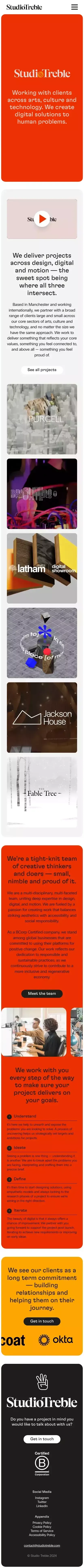 Studio Treble | Design, digital & motion agency in Manchester mobile view