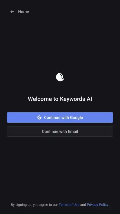 Keywords AI mobile view